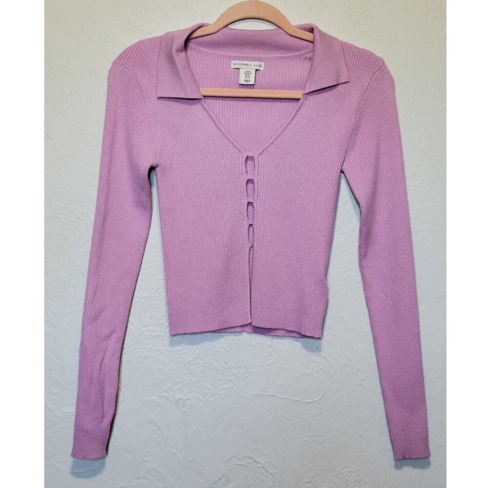 Sincerely Jules Women's XS Pink V-neck Long Sleeve Top